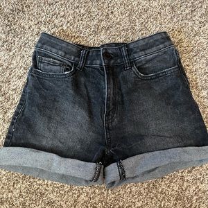 black cut off cuffed shorts